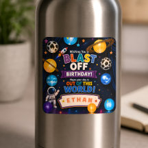 Adesivo de Aniversário Espacial Blast Off para Men