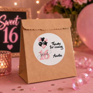 Quadrado Adesivo de Aniversário Personalizado Sweet 16