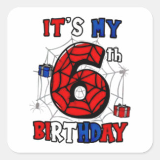 Quadrado Adesivo de Aranha de Super-Herói de Aniversário de