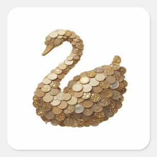 Quadrado Adesivo de Arte Bold Silver GOLDEN SWAN