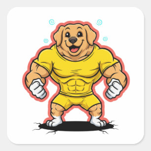 Quadrado Adesivo de Arte de Desenho Animado de Mascote de C
