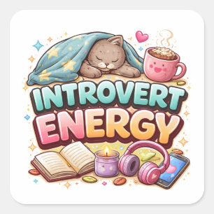 Quadrado Adesivo de Arte Estético de Energia de Introvertid