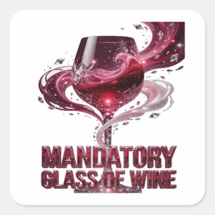Quadrado Adesivo de Arte Rosa Excêntrico COPO DE VINHO OBRI