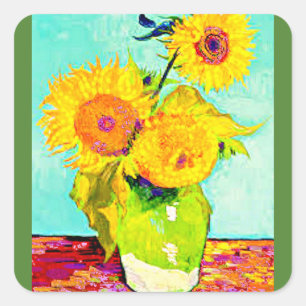 Quadrado Adesivo de arte,Van Gogh, Girassóis