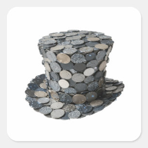 Quadrado Adesivo de artesanato Bold Silver MONEY HAT