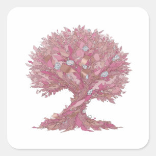 Quadrado Adesivo de artesanato de árvore de diamante rosa p