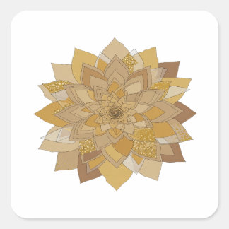 Quadrado Adesivo de artesanato MANTRA FLORAL DOURADA Cinza