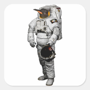 Quadrado Adesivo de Astronauta Pinguim