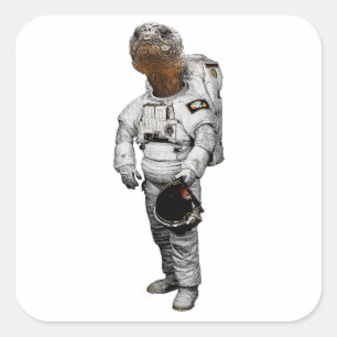 Quadrado Adesivo de Astronauta Tartaruga