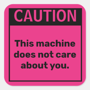 Quadrado Adesivo de Aviso de Paródia de Precaução Pequen