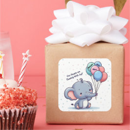 Quadrado Adesivo de Balão de Elefante Bebê