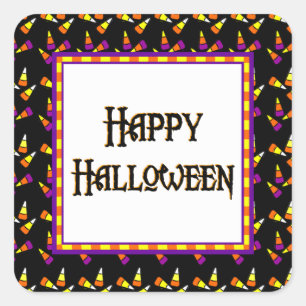 Quadrado Adesivo de Balas de Halloween Feliz