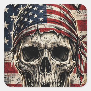Quadrado Adesivo de Bandana da Caveira da Liberdade Patriót