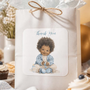 Quadrado Adesivo de Bebê Afro-Americano
