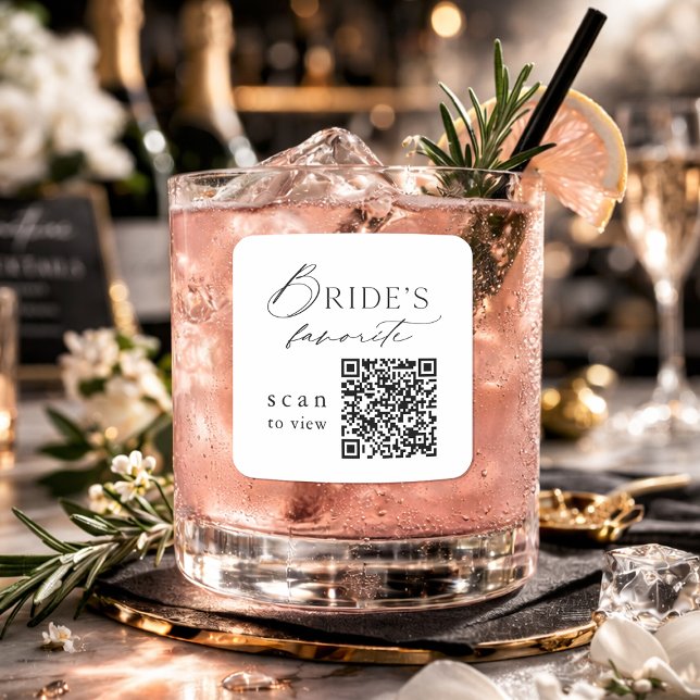 Quadrado Adesivo de Bebida de Casamento com Código QR da Fa (Criador carregado)