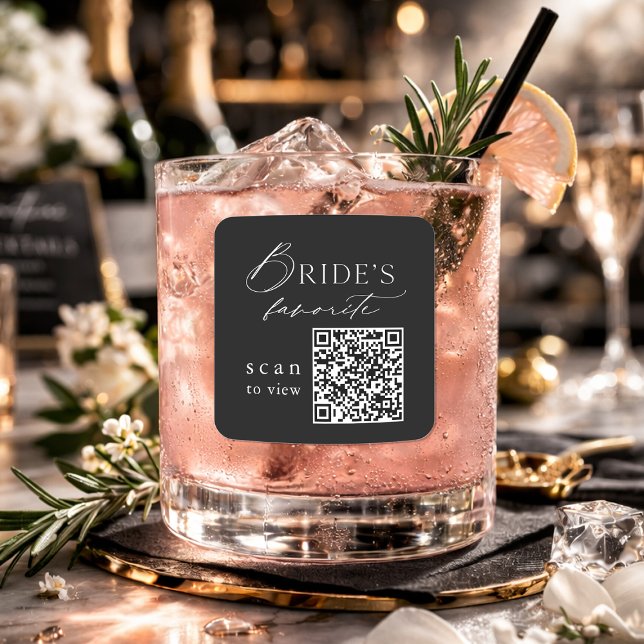 Quadrado Adesivo de Bebida de Casamento com Código QR “Favo (Criador carregado)