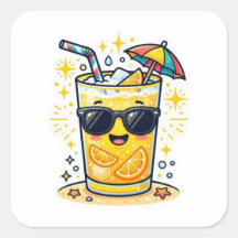 Adesivo de Bebida Tropical de Verão Kawaii Fofo