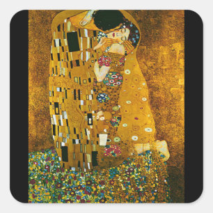 Quadrado Adesivo de Belas Artes, Gustav Klimt, O Beijo,