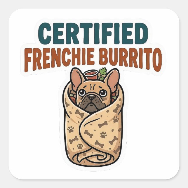 Quadrado Adesivo de Burrito Francês Certificado (Frente)