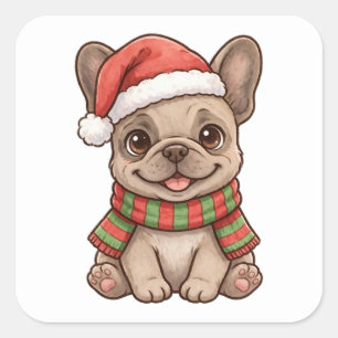 Quadrado Adesivo de cachecol de Natal com chapéu de Papai N