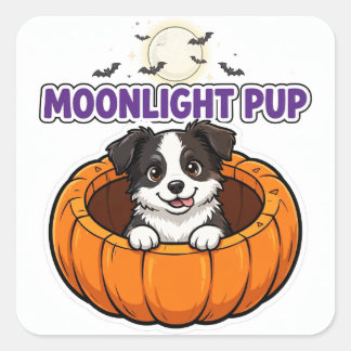 Quadrado Adesivo de Cachorrinho ao Luar — Border Collie Gig