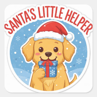 Quadrado Adesivo de Cachorro de Natal do Pequeno Ajuda de P