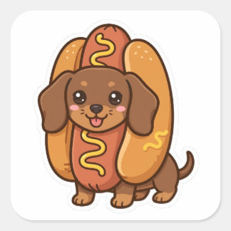 Quadrado Adesivo de cachorro engraçado com fantasia de cach