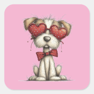 Quadrado Adesivo de Cachorro Fofo de 3 Polegadas – Design K