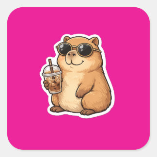 Quadrado Adesivo de Café do Capivara Legal | Animal Diverti