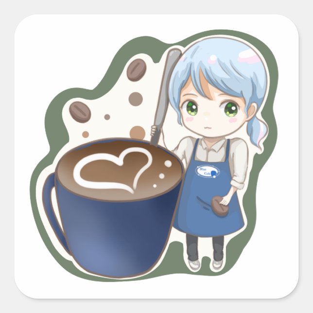 Quadrado adesivo de caneca de café komugisui (Frente)