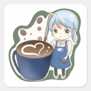 Quadrado adesivo de caneca de café komugisui