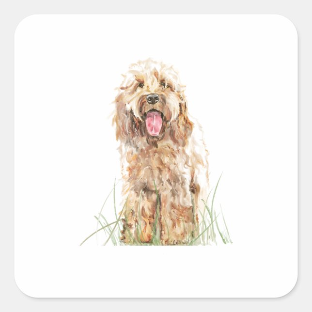 Quadrado Adesivo de Cão Cockapoo (Frente)