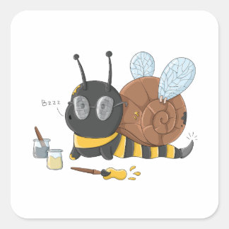 Quadrado Adesivo de Caracol Atarefado como uma Abelha