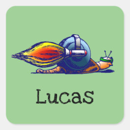 Quadrado Adesivo de Caracol Foguete