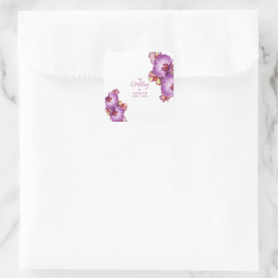 Quadrado Adesivo de casamento de orquídeas