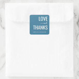 Quadrado Adesivo de Casamento Minimalista Azul Turquesa Que