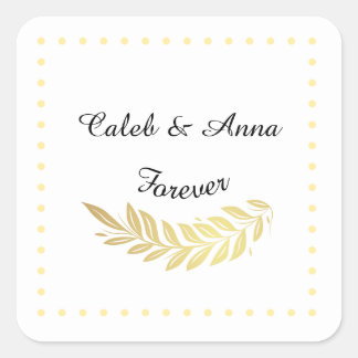 Quadrado Adesivo de Casamento Personalizado Elegante