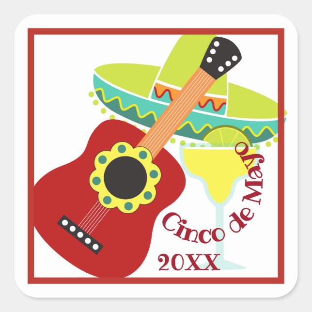 Quadrado Adesivo de Celebração do Cinco de Maio (Frente)