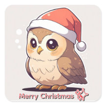 Adesivo de Chapéu de Papai Noel Engraçado "Coruja 