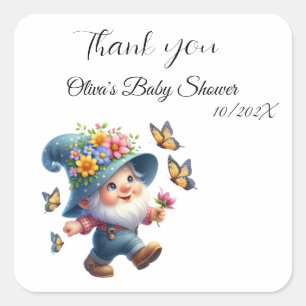 Quadrado Adesivo de Chuvinha de Bebê com Gnome Fofo e Borbo