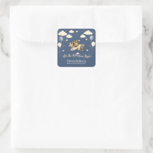 Quadrado Adesivo de Chuvinha de Bebê Urso Piloto Caprichoso