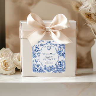 Quadrado Adesivo de Chuvinha de Bebê Urso Teddy Toile Azul