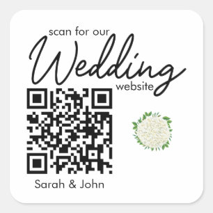 Quadrado Adesivo de Código QR de Casamento de Hortênsia Bra