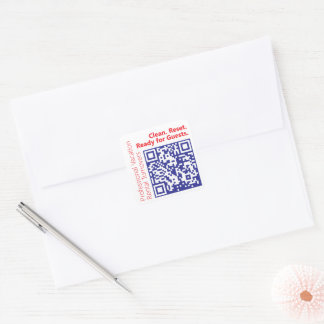 Quadrado Adesivo de Código QR do Serviço de Limpeza Airbnb