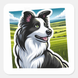 Quadrado Adesivo de Collie de Borda