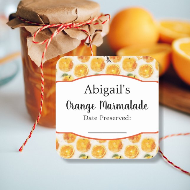 Quadrado Adesivo de Conserva Fruta Laranja (Criador carregado)