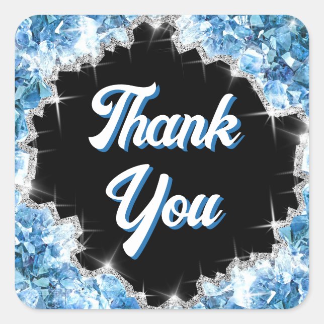 Quadrado Adesivo de cristais azuis (Frente)