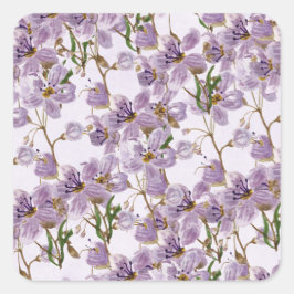 Quadrado Adesivo de Decoração Floral Jardim de Lilás