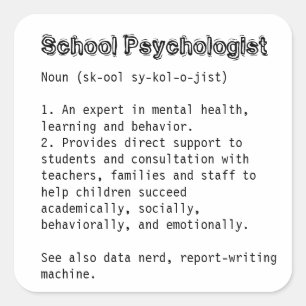 Quadrado Adesivo de definição de psicólogo escolar