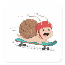 Adesivo de desenho animado de caracol de skate